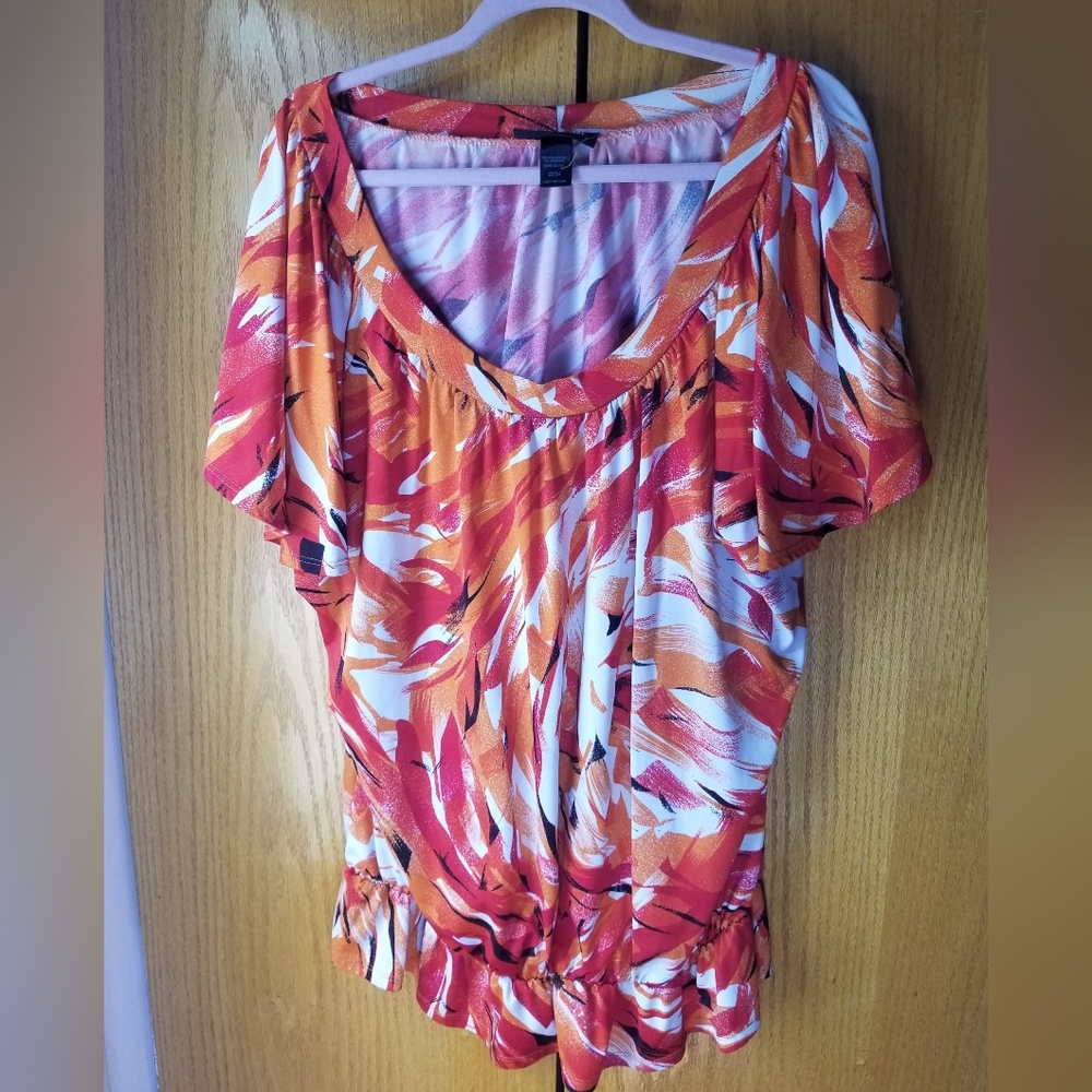 Vibrant Orange and Red Patterned Dress